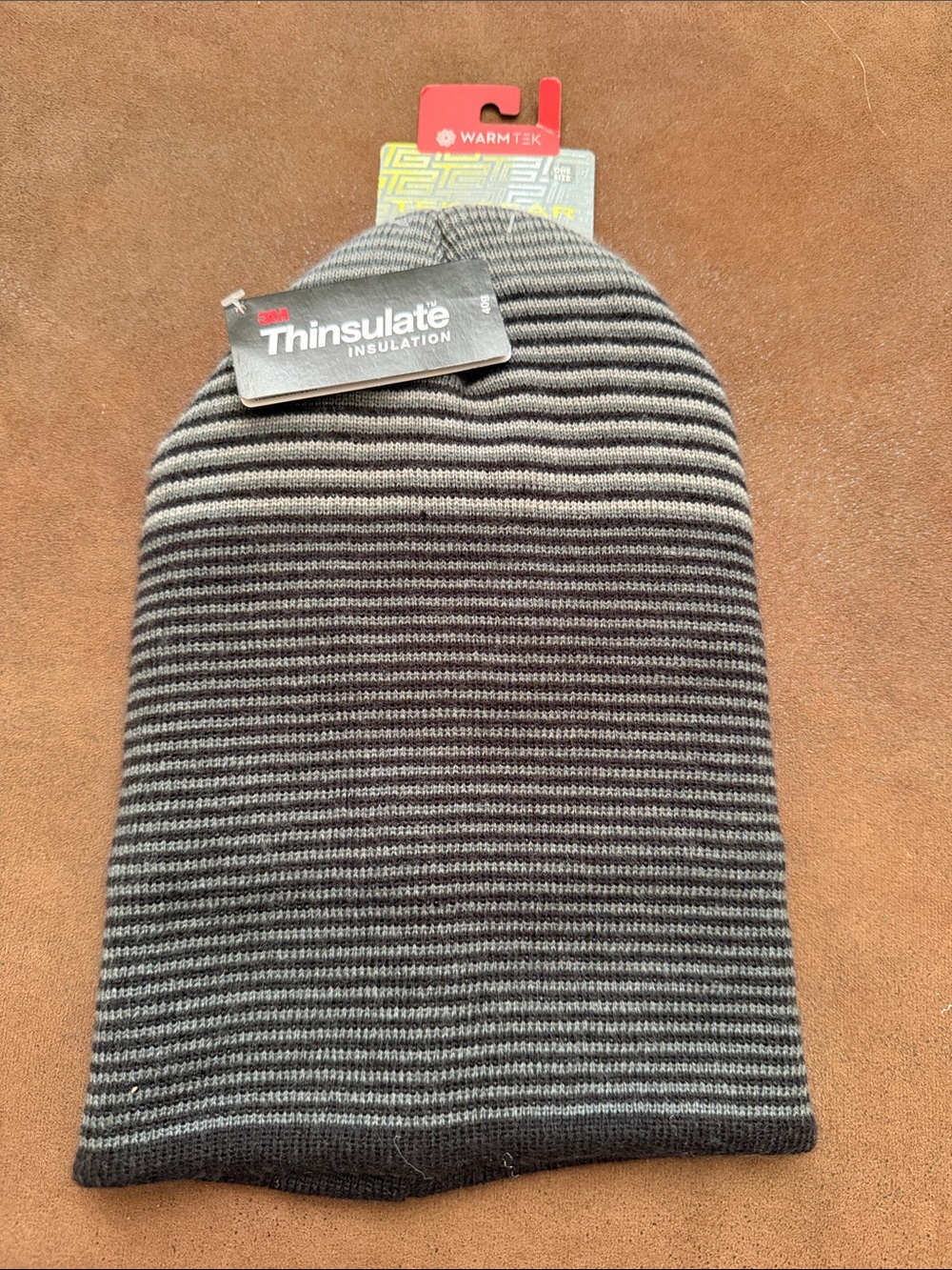 Tek Gear knit watch hat one size gray/black New with Tag